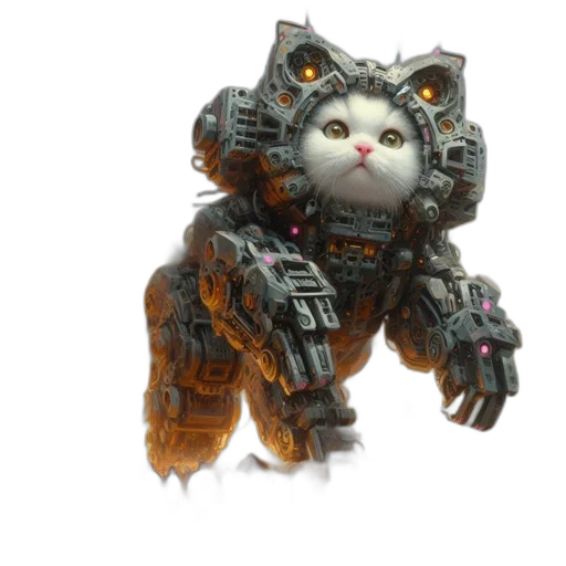 robot, concept art, 3d render, fantasy art, colossal, mechanized, feline, entity transparent PNG cut-out