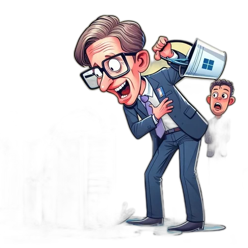 staff, cartoon, concept art, office, worker, pours, water, burning transparent PNG cut-out
