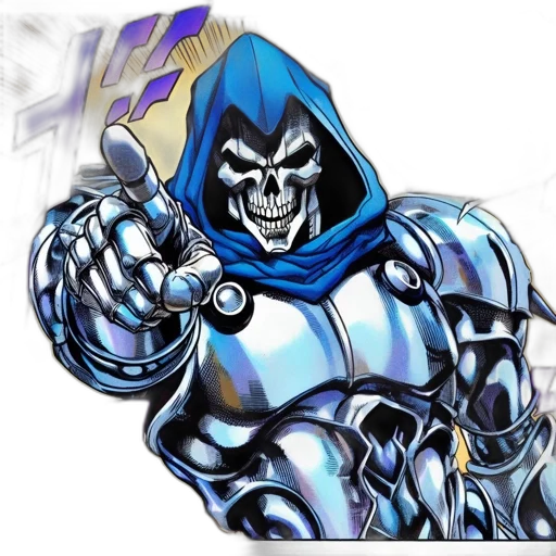 mask, jewelry, jacket, robot, comic book art, concept art, pixel art, individual transparent PNG cut-out