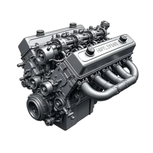 car, detailed, illustration, engine, focus, cylinder, head, exhaust transparent PNG cut-out