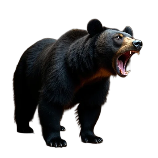 animal, creature, 3d render, concept art, photorealistic, black, bear, open transparent PNG cut-out