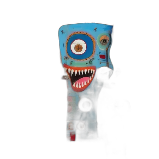 robot, mask, staff, creature, concept art, 3d render, fantasy art, pixel art transparent PNG cut-out