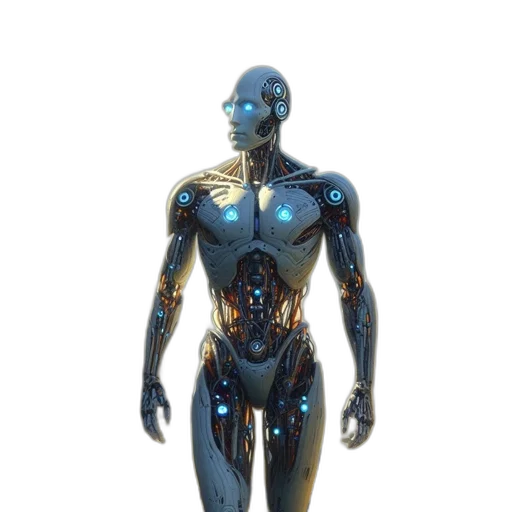 robot, jewelry, 3d render, concept art, cyberpunk, fantasy art, blue, metallic transparent PNG cut-out