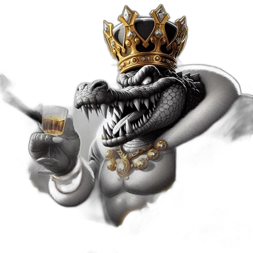 dragon, crown, staff, jewelry, concept art, fantasy art, photorealistic, 3d render transparent PNG cut-out