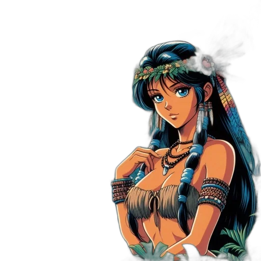 jewelry, dress, fantasy art, pixel art, anime, concept art, blue, tribal transparent PNG cut-out