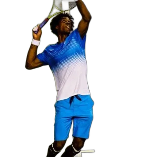 staff, 3d render, tennis, player, blue, white, outfit, serves transparent PNG cut-out