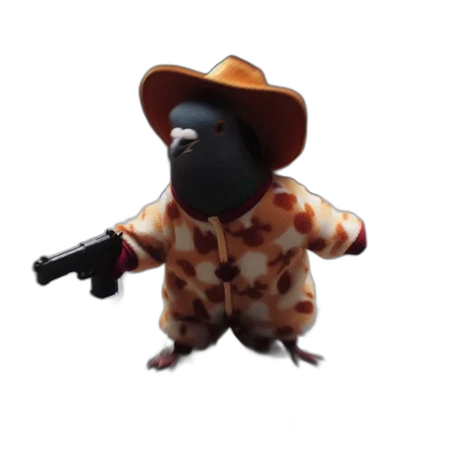 animal, hat, weapon, jacket, 3d render, concept art, picture, shows transparent PNG cut-out