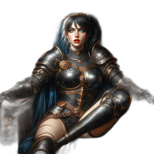 fantasy art, concept art, comic book art, photorealistic, blue, dark, golden, queen transparent PNG cut-out