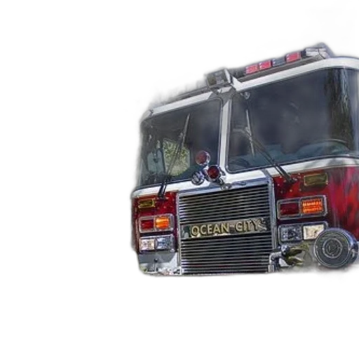 car, photorealistic, 3d render, concept art, ocean, city, fire, truck transparent PNG cut-out