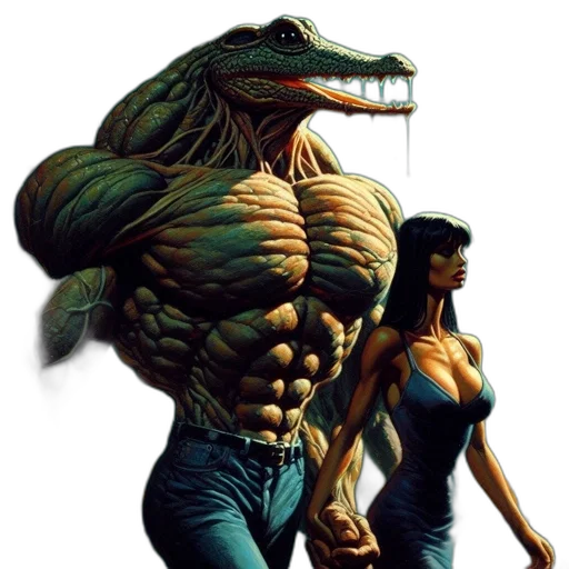 creature, animal, comic book art, concept art, fantasy art, photorealistic, underwater, reptilian-featured transparent PNG cut-out