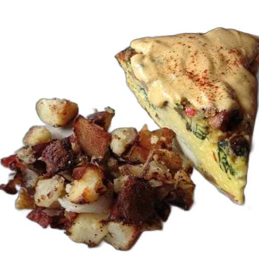 food, plate, slice, quiche, potatoes transparent PNG cut-out