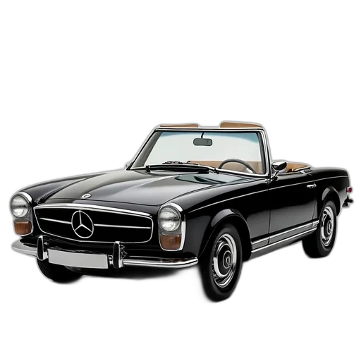 car, photorealistic, 3d render, concept art, cartoon, black, convertible, soft-top transparent PNG cut-out