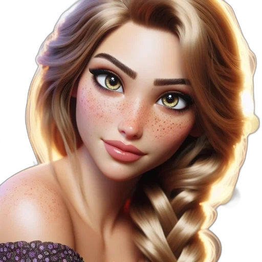 face, jewelry, hair, fantasy art, photorealistic, cartoon, concept art, close-up transparent PNG cut-out