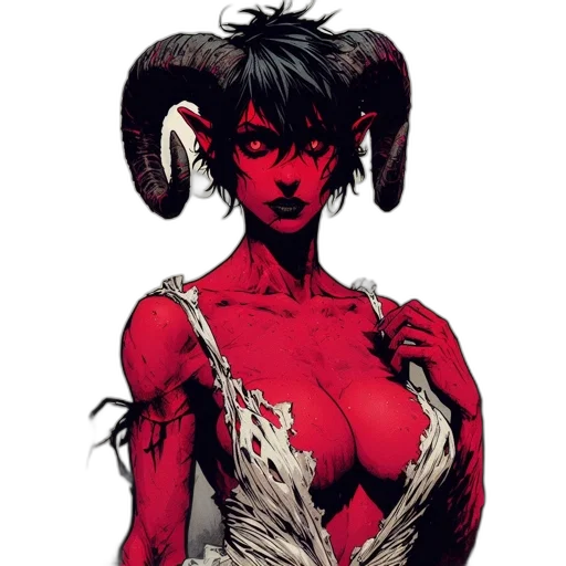 comic book art, concept art, fantasy art, pixel art, red, dark, woman, distinctive transparent PNG cut-out