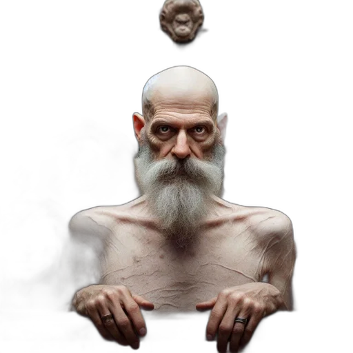 face, mask, creature, staff, concept art, photorealistic, fantasy art, 3d render transparent PNG cut-out