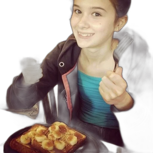 food, jacket, photorealistic, 3d render, concept art, oil painting, girl, blue transparent PNG cut-out