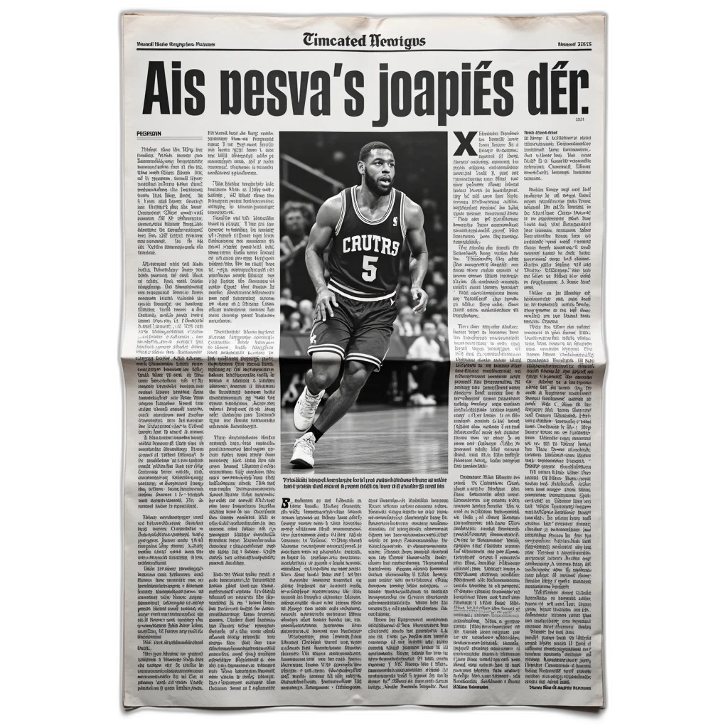 newspaper, article, large, detailed, image, basketball, player, action transparent PNG cut-out