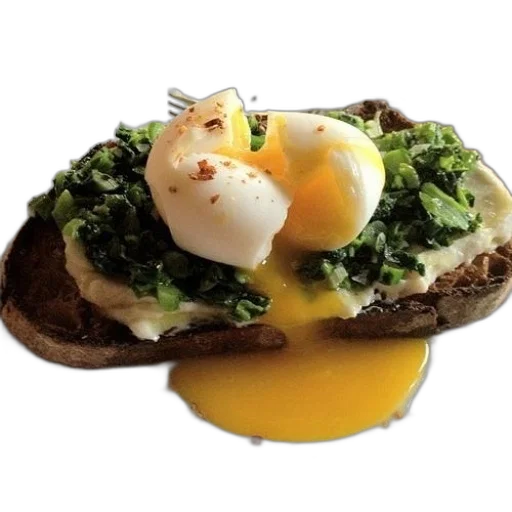 food, crown, photorealistic, plate, poached, egg, top, slice transparent PNG cut-out