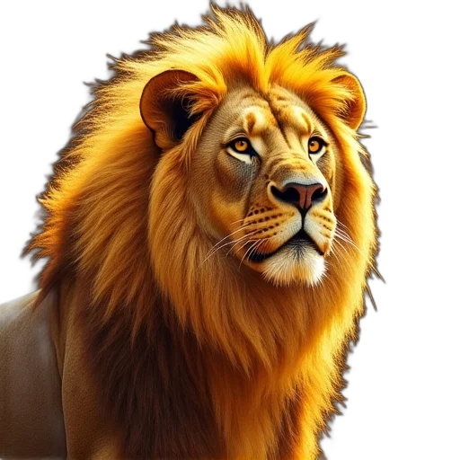 animal, crown, photorealistic, oil painting, fantasy art, 3d render, golden, lion transparent PNG cut-out