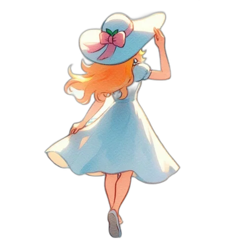 dress, staff, hat, crown, concept art, watercolor, pixel art, anime transparent PNG cut-out