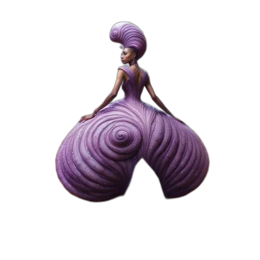 dress, hair, jewelry, hat, 3d render, concept art, woman, swirling transparent PNG cut-out