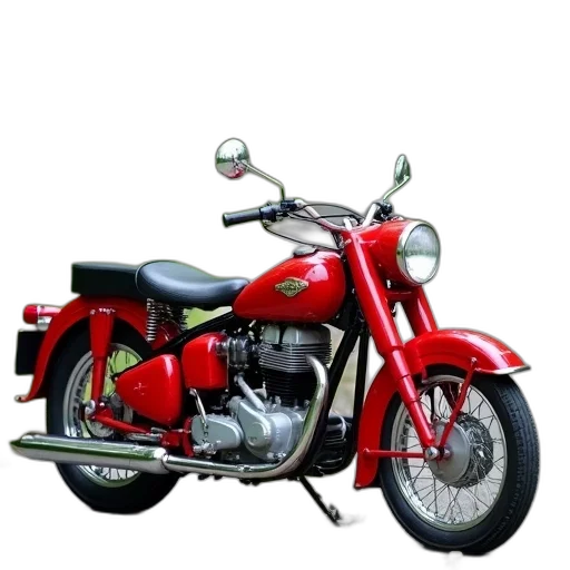 photorealistic, 3d render, concept art, red, vintage, motorcycle, black, seat transparent PNG cut-out