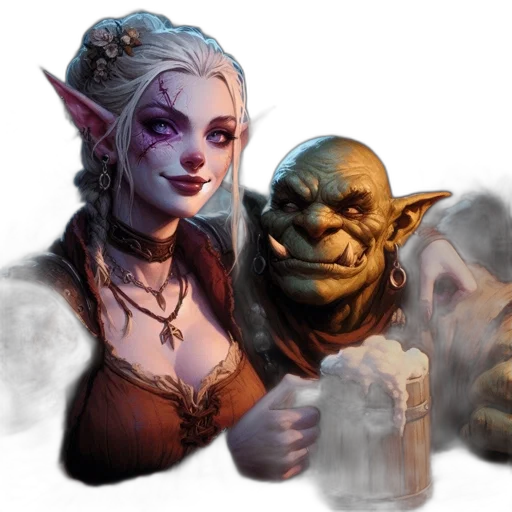 concept art, fantasy art, photorealistic, 3d render, female, elf, character, smiles transparent PNG cut-out