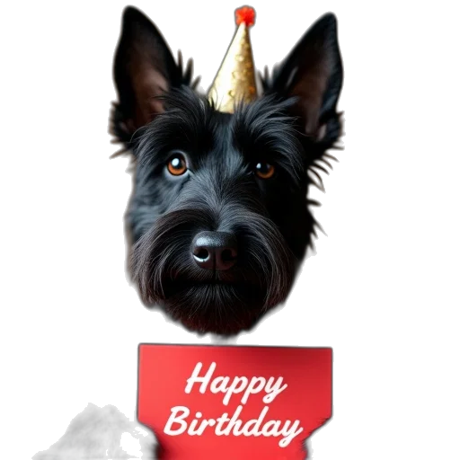 black, scottish, terrier, birthday, gift, card transparent PNG cut-out