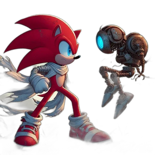 robot, creature, concept art, 3d render, pixel art, fantasy art, blue, red transparent PNG cut-out