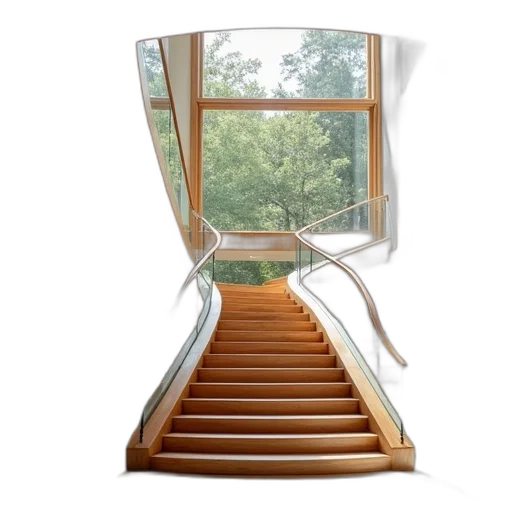 furniture, umbrella, 3d render, photorealistic, open, staircase, wood, railings transparent PNG cut-out