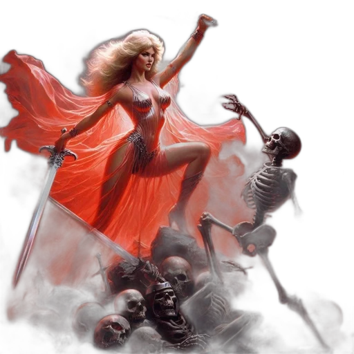concept art, fantasy art, comic book art, photorealistic, fire, fog, red, fantasy transparent PNG cut-out