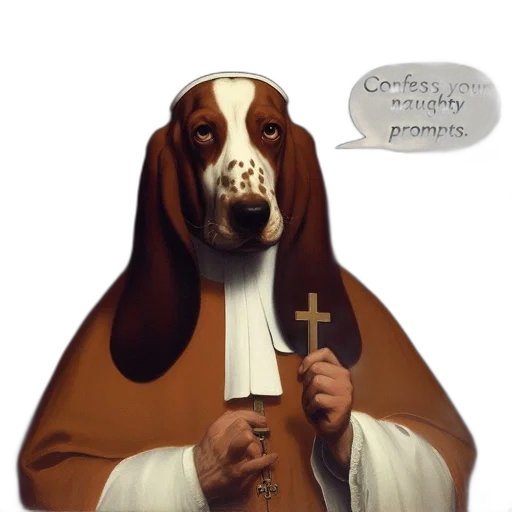 animal, photorealistic, concept art, anthropomorphic, basset, hound, religious, garb transparent PNG cut-out
