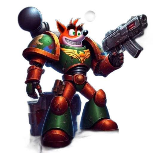 robot, weapon, staff, animal, concept art, pixel art, 3d render, comic book art transparent PNG cut-out
