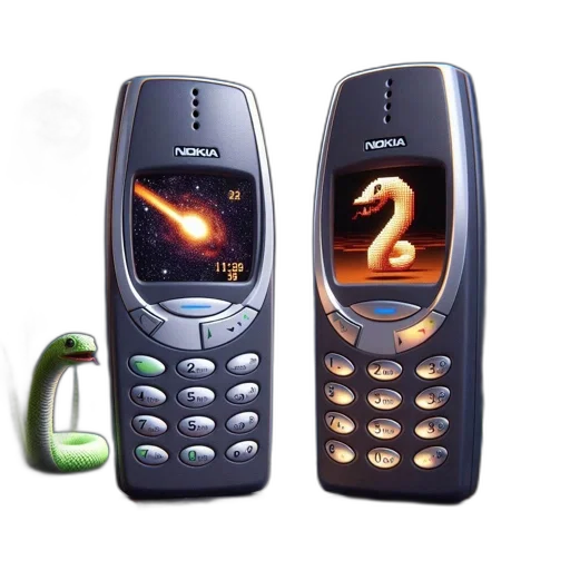 3d render, photorealistic, two, nokia, phones, showcase, contrasting, displays transparent PNG cut-out