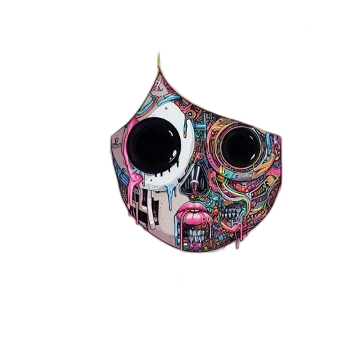 mask, face, jewelry, umbrella, 3d render, concept art, vaporwave, animated transparent PNG cut-out