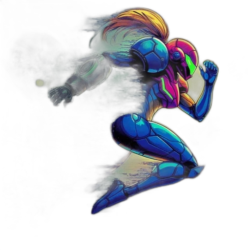 robot, mask, weapon, concept art, comic book art, fantasy art, vaporwave, neon transparent PNG cut-out