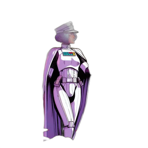 robot, jacket, dress, staff, concept art, 3d render, vaporwave, comic book art transparent PNG cut-out