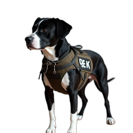 jacket, staff, animal, weapon, 3d render, concept art, photorealistic, cyberpunk transparent PNG cut-out