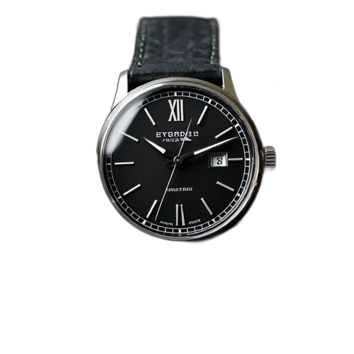 close-up, image, wristwatch, black, strap, dial, watch, has transparent PNG cut-out