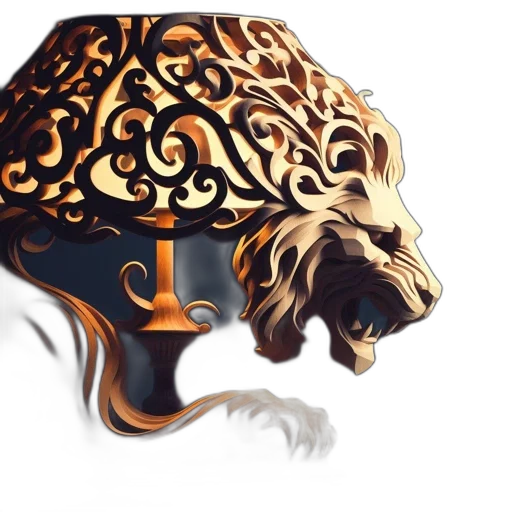 crown, mask, animal, fantasy art, concept art, 3d render, photorealistic, golden transparent PNG cut-out
