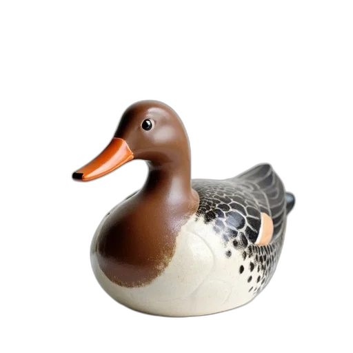 animal, jewelry, 3d render, photorealistic, ceramic, duck, figurine, textured transparent PNG cut-out