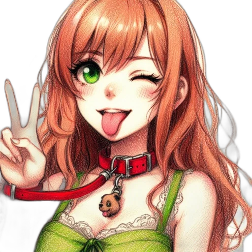 staff, face, dress, anime, fantasy art, cartoon, watercolor, green transparent PNG cut-out