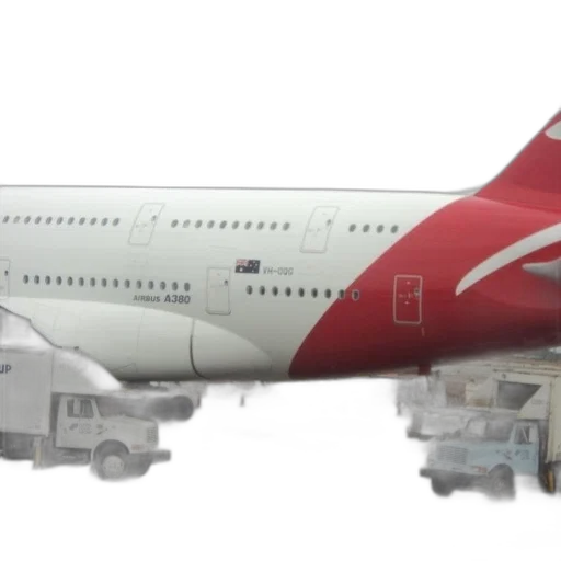 3d render, red, white, airplane, word, airbus transparent PNG cut-out