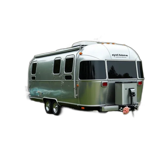 3d render, exterior, silver, airstream transparent PNG cut-out