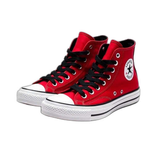 shoes, 3d render, photorealistic, pair, red, high-top, sneakers, white transparent PNG cut-out