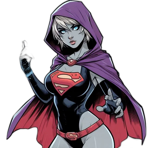 comic book art, concept art, cartoon, fantasy art, woman, black, red, superhero transparent PNG cut-out