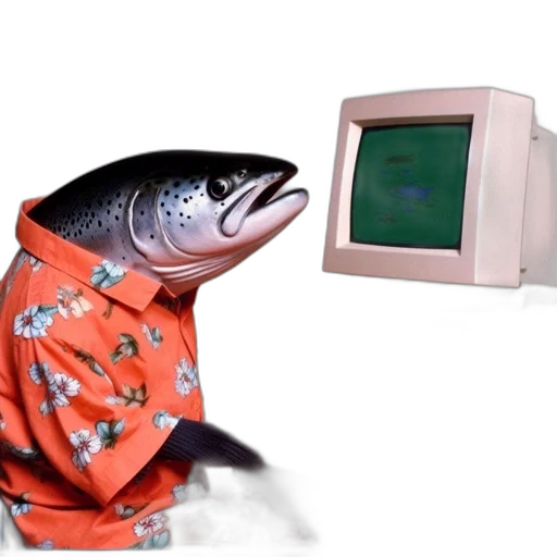animal, robot, creature, food, vaporwave, 3d render, concept art, underwater transparent PNG cut-out
