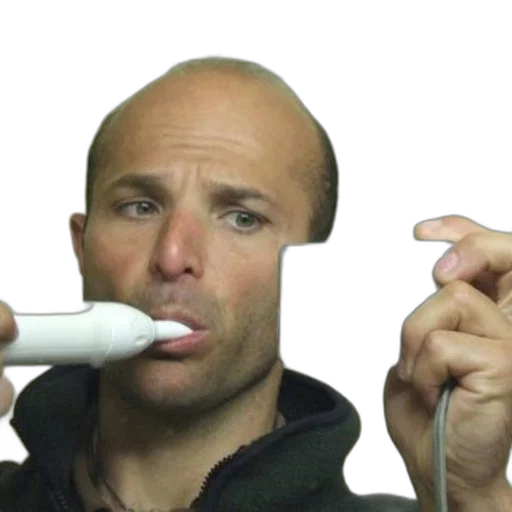weapon, staff, mask, man, takes, selfie, while, brushing transparent PNG cut-out