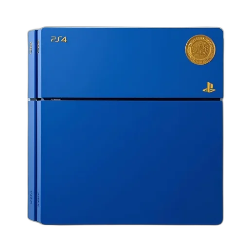3d render, blue, sony, ps4, console, gold, sticker, top transparent PNG cut-out