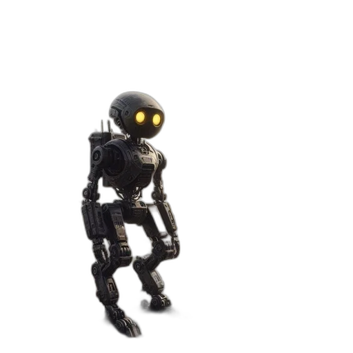 robot, creature, weapon, staff, 3d render, concept art, pixel art, cyberpunk transparent PNG cut-out